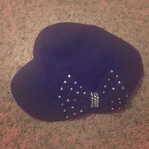 Black rhinestone hat